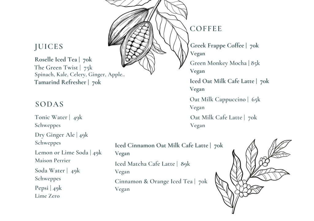 Juices Menu